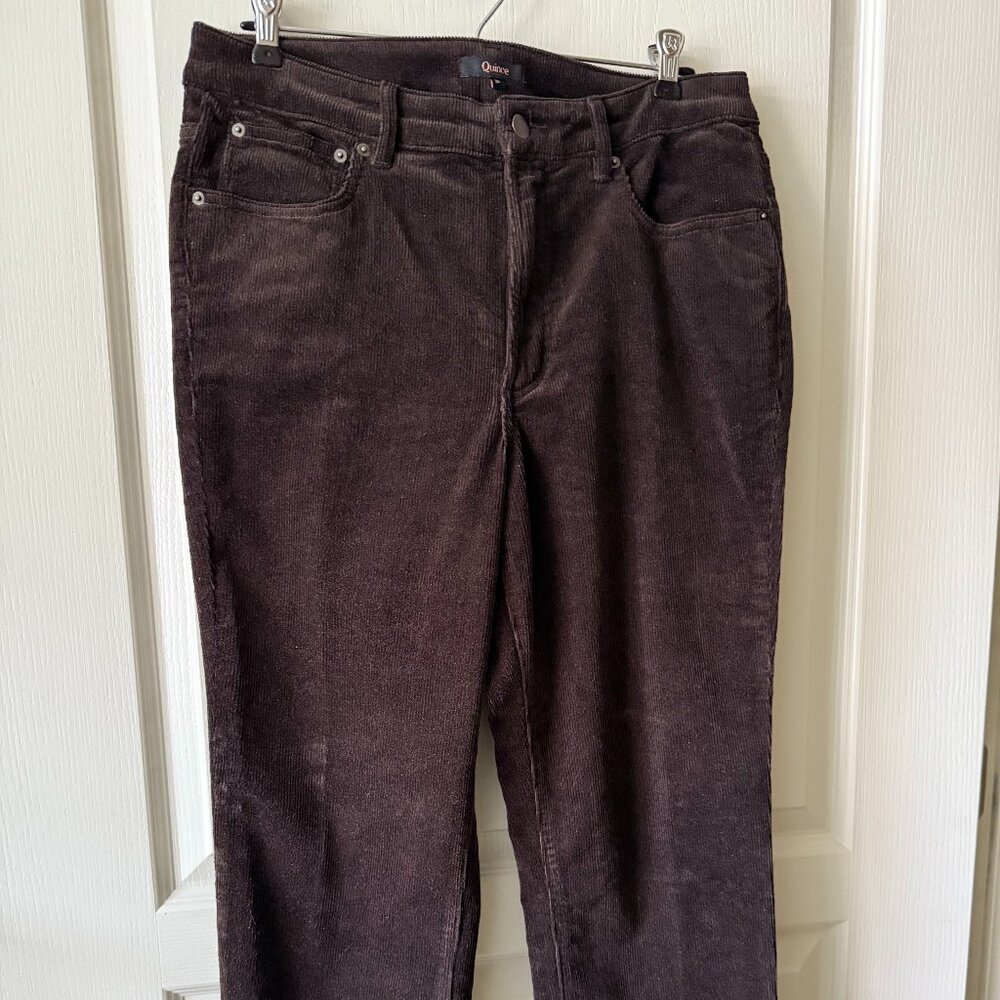 Quince Organic Stretch Corduroy Straight Leg Pant in Espresso EUC